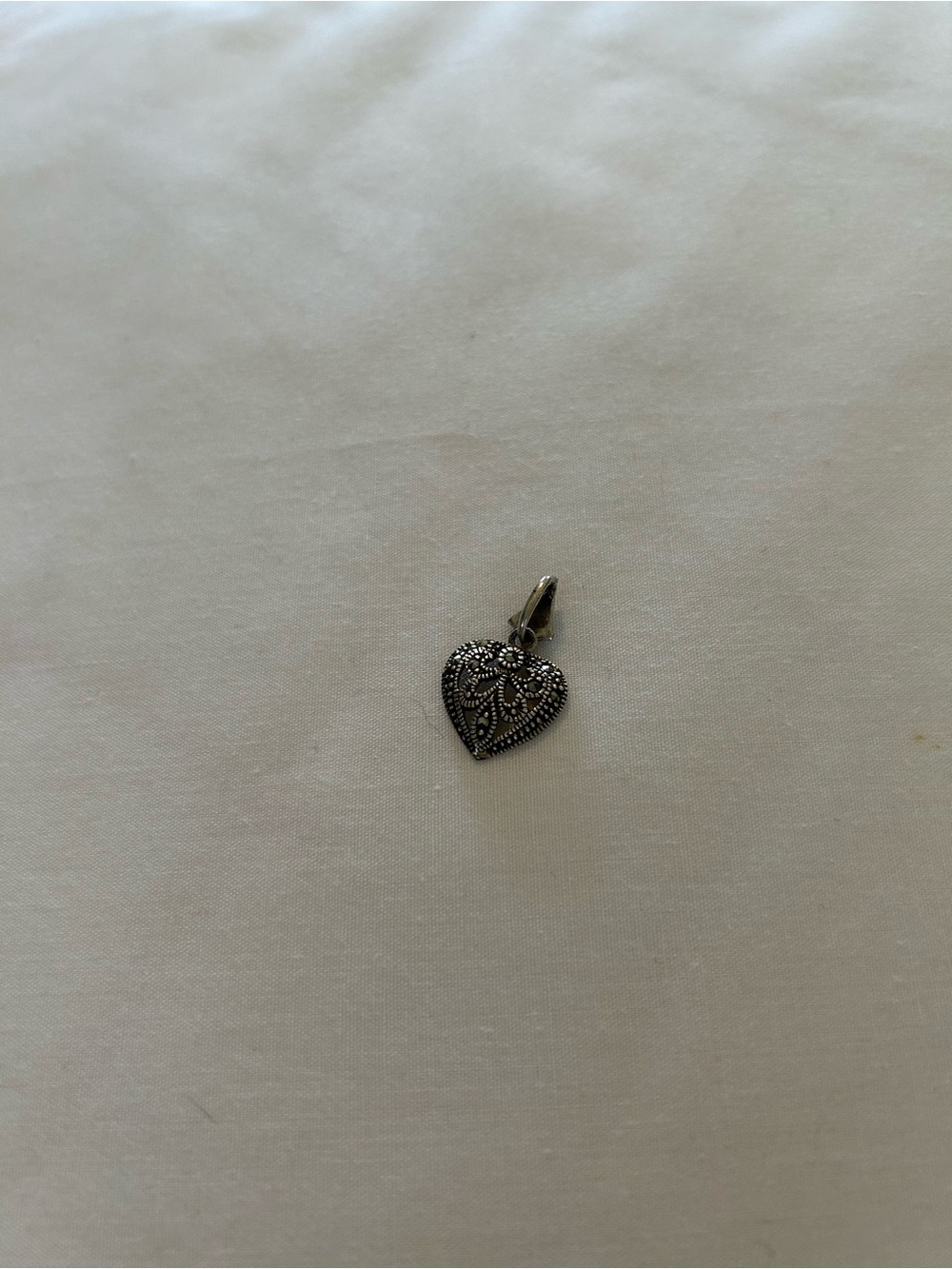 Heart Filigree Pendant Necklace Charm in Black Oxidized Silver